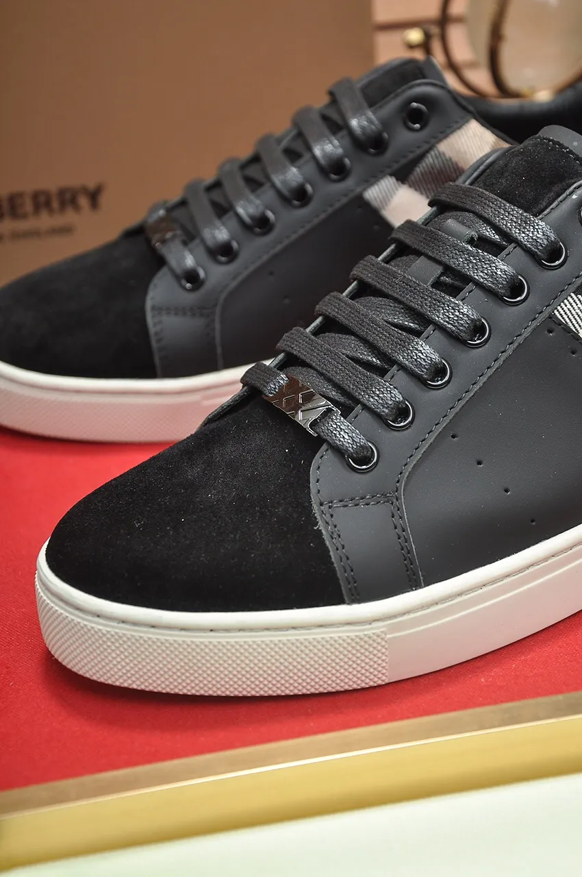 Men's shoes💰480💶[Burberry] (cowhide lining) classic low-top sneakers｜Imported cowhide with classic plaid fabric｜Cow leather lining｜Original outsole｜Fine workmanship and comfortable to wear Size: 38-44 (customized at 45)
